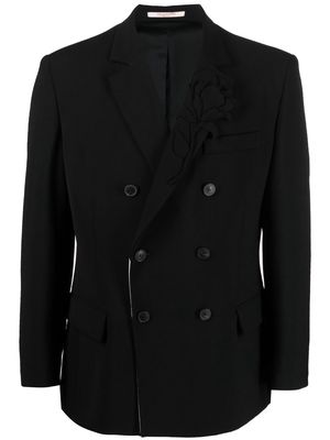 Valentino floral-appliqué double-breasted blazer - Black