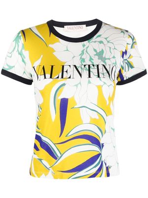 Valentino floral-print cotton T-shirt - Yellow