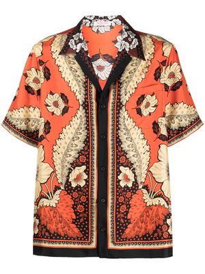 Valentino floral-print silk shirt - Orange
