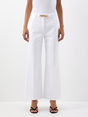 Valentino - Gabardine Wide-leg Culotte Trousers - Womens - White