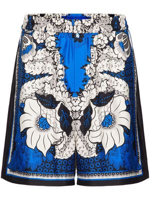 Valentino Garavani bandana floral-print silk shorts - Blue