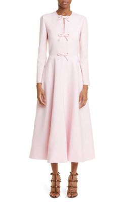 Valentino Garavani Bow Detail Long Sleeve Crepe Couture Midi Dress in Pc6 Comfit
