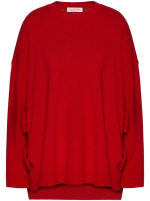 Valentino Garavani bow-detail virgin-wool jumper - Red