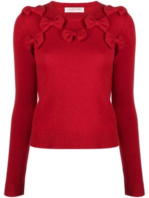 Valentino Garavani bow-embellished virgin wool jumper - Red