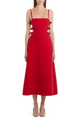 Valentino Garavani Bow Side Crepe Couture Midi Dress in Rosso