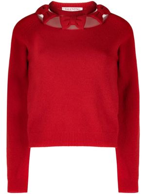Valentino Garavani bow virgin-wool jumper - Red