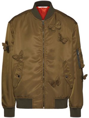 Valentino Garavani butterfly-appliqué bomber jacket - Green