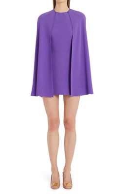 Valentino Garavani Cady Couture Cape Sleeve Minidress in Rich Violet