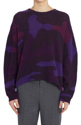 Valentino Garavani Camouflage Jacquard Cotton & Virgin Wool Sweater in 7Q6 - Camou Viola