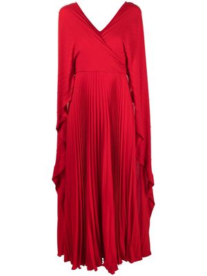 Valentino Garavani cape-effect pleated silk-georgette gown - Red