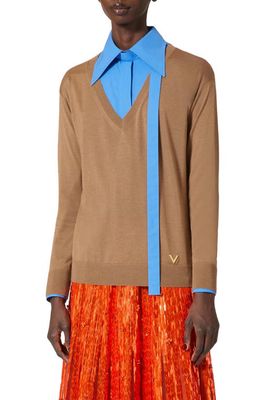 Valentino Garavani Cashmere & Silk Sweater in Cammello