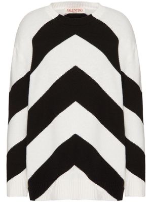 Valentino Garavani chevron-pattern virgin wool jumper - White