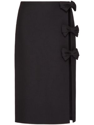 Valentino Garavani Crepe Couture bow-appliqué midi skirt - Black