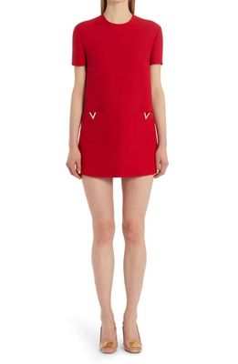 Valentino Garavani Crepe Couture V-Logo Minidress in Rosso