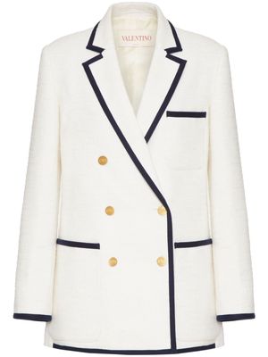 Valentino Garavani Crisp double-breasted tweed blazer - White