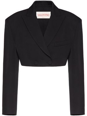 Valentino Garavani cropped double-breasted virgin-wool blazer - Black