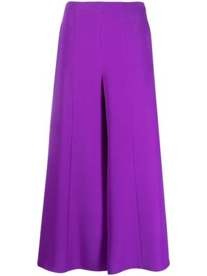 Valentino Garavani cropped flared silk trousers - Purple
