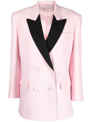 Valentino Garavani double-breasted contrast-lapel blazer - Pink