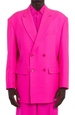 Valentino Garavani Double Breasted Virgin Wool & Silk Blazer in Uwt - Pink Pp