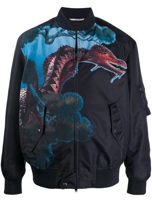 Valentino Garavani Dragons Garden print bomber jacket - Blue