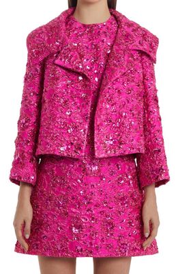 Valentino Garavani Embellished Crop Floral Brocade Jacket in Pink Pp Uwt