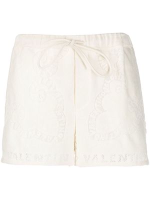 Valentino Garavani embroidered drawstring cotton shorts - Neutrals