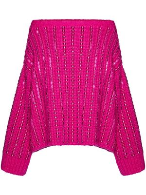 Valentino Garavani embroidered off-shoulder jumper - Pink
