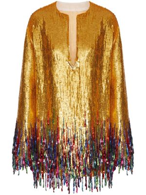 Valentino Garavani embroidered organza minidress - Gold