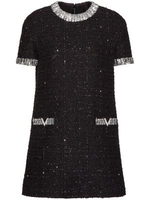 Valentino Garavani embroidered tweed minidress - Black