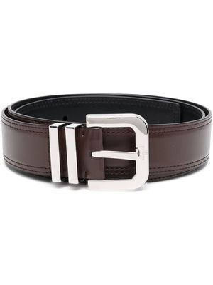 Valentino Garavani engraved-buckle leather belt - Brown