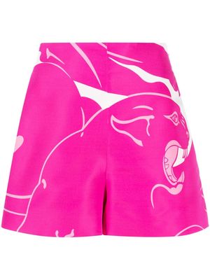 Valentino Garavani Faille Panther silk shorts - Pink