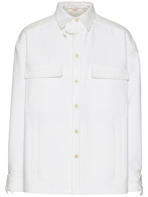 Valentino Garavani floral-appliqué buttoned shirt-jacket - White