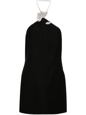 Valentino Garavani floral-applique crepe minidress - Black