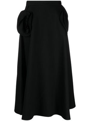 Valentino Garavani floral-appliqué flared A-line skirt - Black