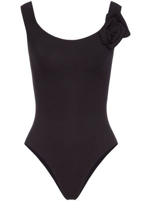 Valentino Garavani floral-appliqué swimsuit - Black