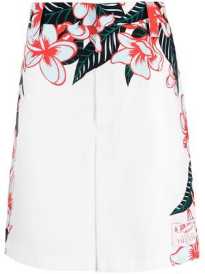 Valentino Garavani floral-print silk shorts - White