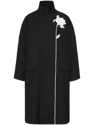 Valentino Garavani flower-appliqué high-neck jacket - Black