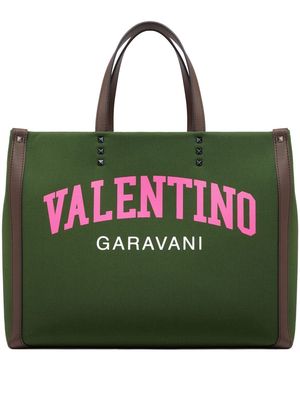 Valentino Garavani Green University Canvas ShoTote Bag