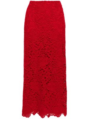 Valentino Garavani guipure-lace A-line maxi skirt - Red