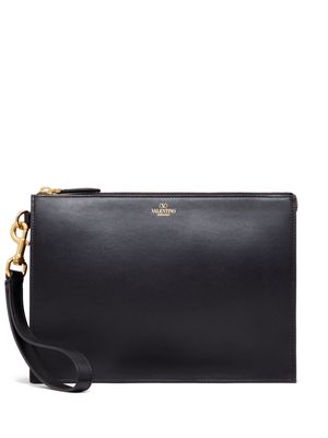 Valentino Garavani HANDLE FLAT POUCH VALENTINO GARAVANI IDENTITY VITELLO BR - Black