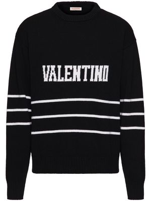 Valentino Garavani intarsia-logo wool jumper - Black