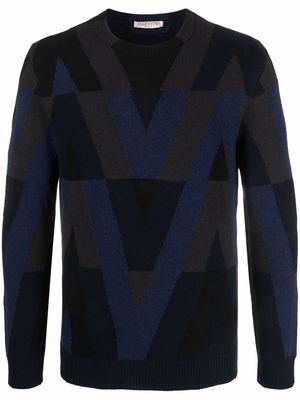 Valentino Garavani intarsia-pattern knit jumper - Black