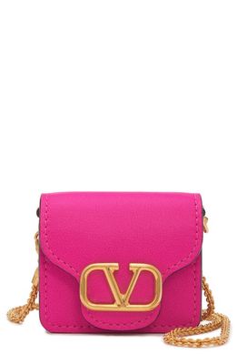 Valentino Garavani Locò Leather AirPods Case on a Chain in Uwt Pink Pp