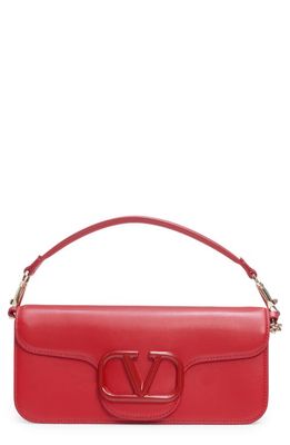 Valentino Garavani Locò Leather Shoulder Bag in Ju5 Rouge Pur