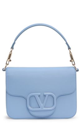 Valentino Garavani Locò Leather Shoulder Bag in Zqw Popeline Blue