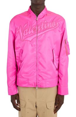 Valentino Garavani Logo Bomber Jacket in Uwt-Pink Pp