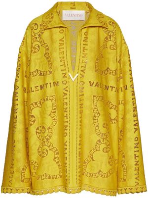 Valentino Garavani logo long-sleeve dress - Yellow