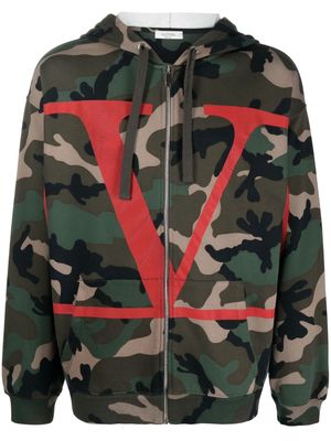Valentino Garavani logo-print camouflage hoodie - Green