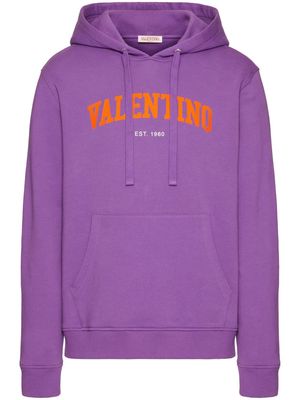 Valentino Garavani logo-print cotton hoodie - Purple