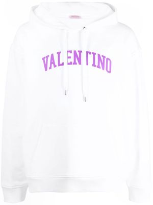 Valentino Garavani logo-print drawstring hoodie - White